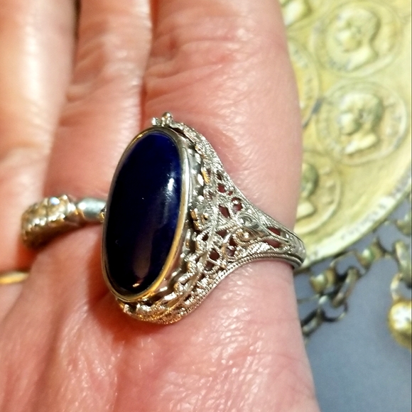 VTG FLIP RING Cameo/Onyx Sterling Silver Filigree - Picture 4 of 12